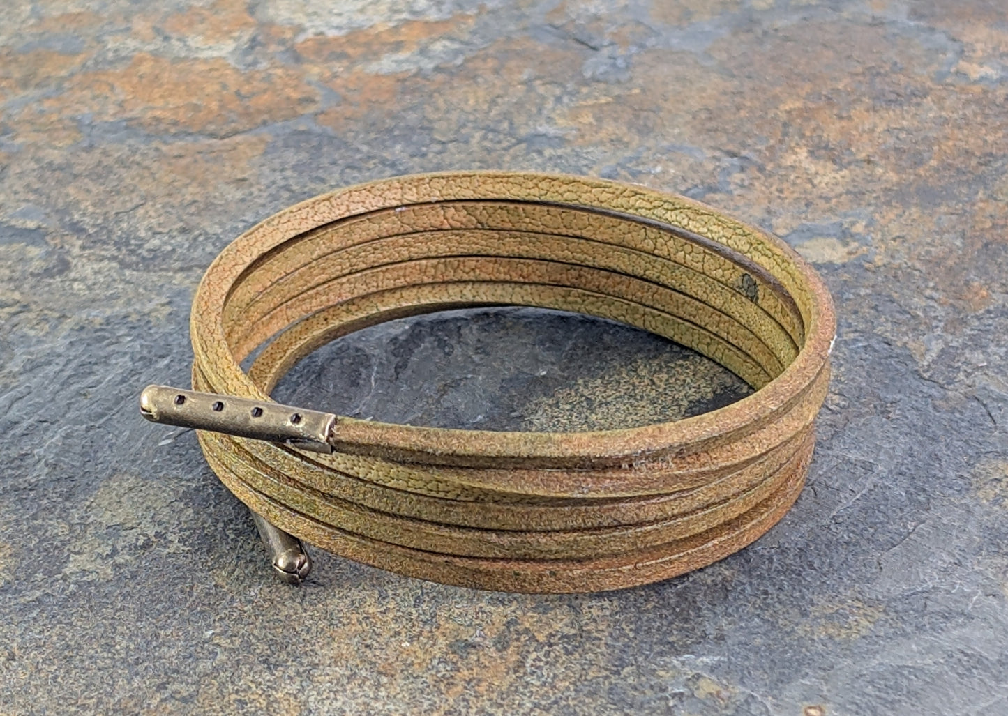 Green leather shoelaces and Boot laces 3 mm Square